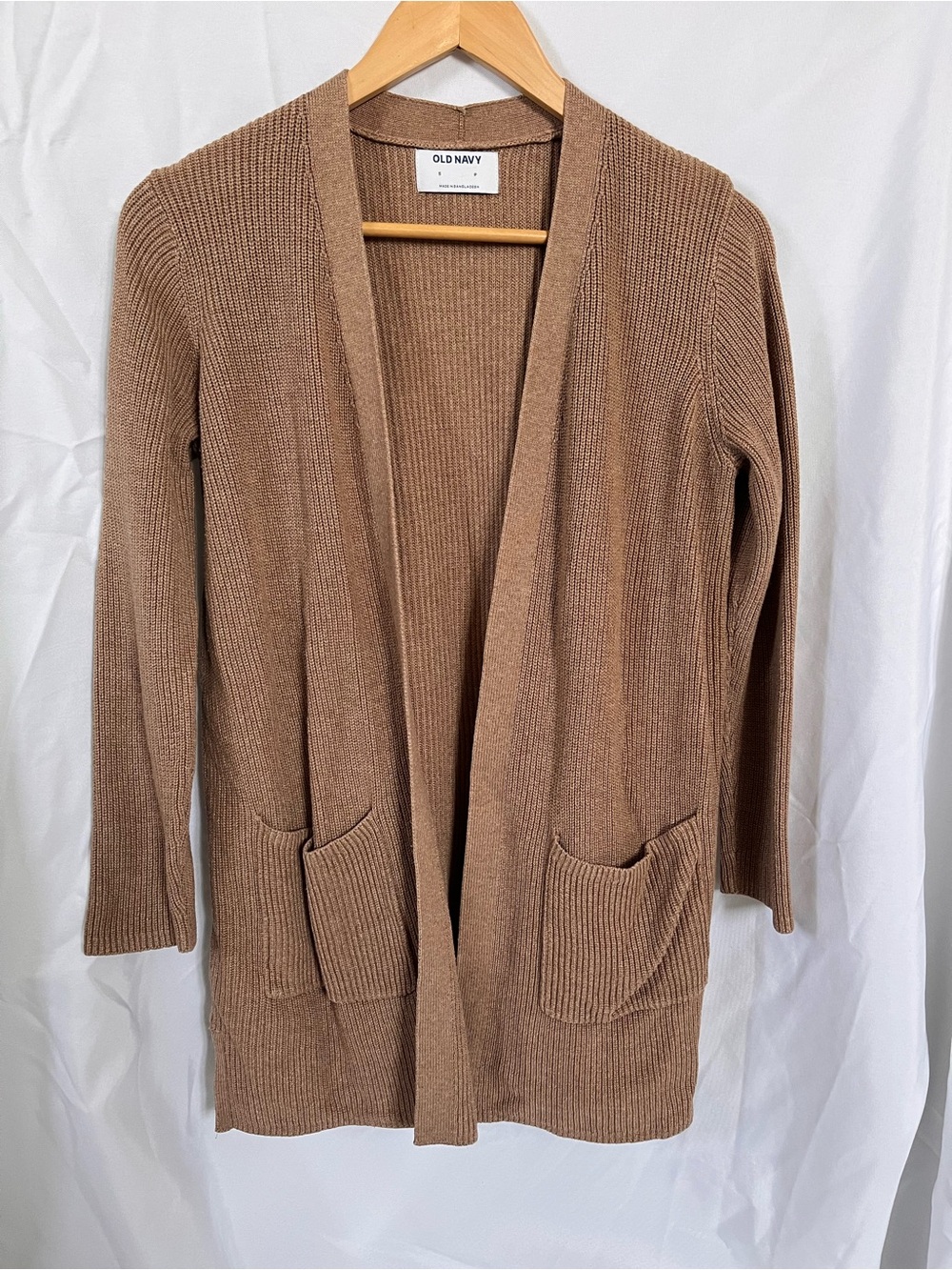 Old Navy Open-Front Ribbed Cardigan Sweater - Camel Brown - Picture 1 of 4